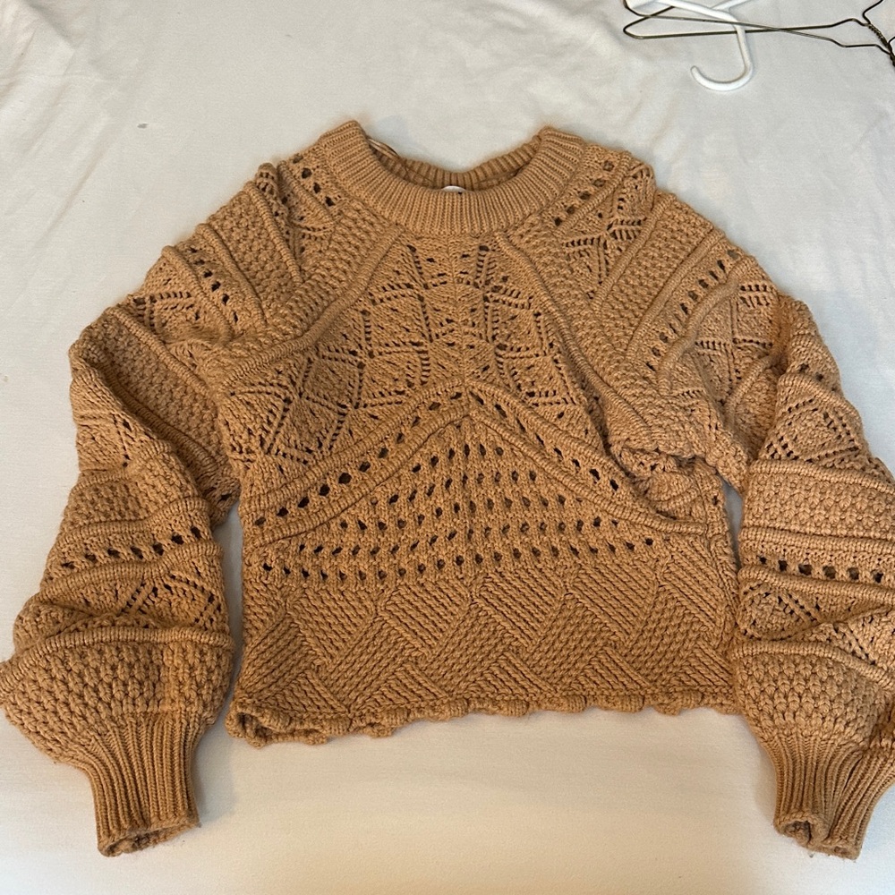 Zara Textured Knit Brown Sweater
